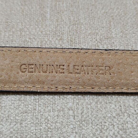 Dark Brown Leather Hammered Brass Toggle Buckle Adjustable Belt Size M/L - Picture 3 of 9